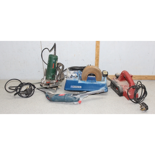 835 - Qty of power tools to include a power devil planer and Silverline power belt file