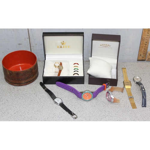 1337A - Qty of assorted watches, Rotary watch box etc