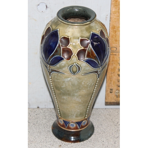 1649A - Antique Royal Doulton Lambeth Art Nouveau vase decorated with stemmed flowers, with makers marks for... 