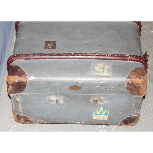 100 - 3 x double metal drawers by Beam, pasting table, small rush-seated chair, and a large bentwood steam... 