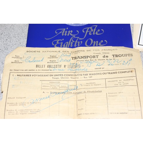 1497 - Qty of WW2 and later related paperwork, ephemera, 2 WW2 medals and 4 vintage Cash's Stevengraph type... 