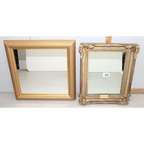 424A - Pair of modern mirrors with mirrored frame edge and 2 gilt framed mirrors, one in antique picture fr... 