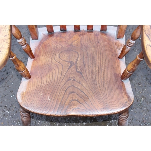 118 - An antique Windsor slat back farmhouse chair with elm seat, approx 107cm tall