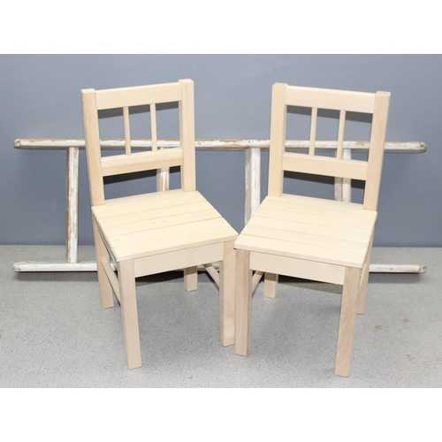 103 - 2 x IKEA Svala children's chairs and small pine bunk-bed ladder