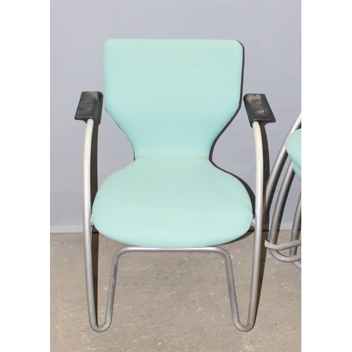 93 - A set of 4 retro style Turquoise & chrome stacking cantilever chairs by Orange Box