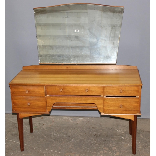 138 - Alfred Cox (AC) Handcraft Quality Furniture, a retro mid-century dressing table with 5 drawers and a... 