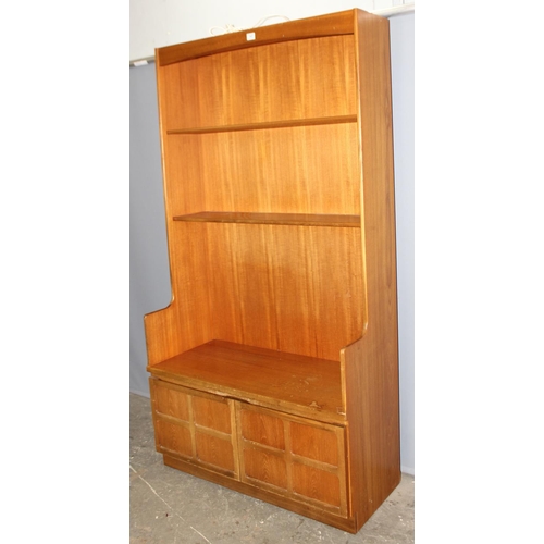 141 - A retro Nathan wall display unit with bookshelves over 2 cupboards, 1 of 3 pieces that could fit tog... 