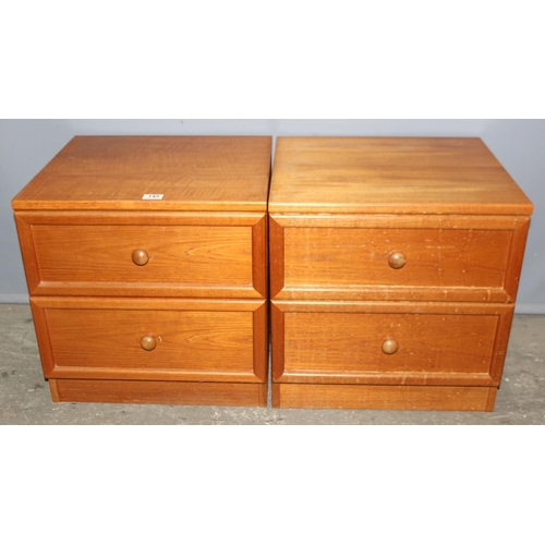 145 - A pair of retro G-Plan bedside cabinets with 2 drawers, approx 50cm wide x 45cm deep x 52cm tall