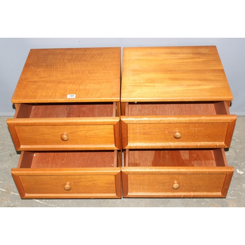 145 - A pair of retro G-Plan bedside cabinets with 2 drawers, approx 50cm wide x 45cm deep x 52cm tall