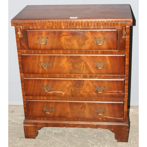 149 - An antique style bachelors 4 drawer chest of drawers with fold over top, approx 64cm wide x 33cm (66... 