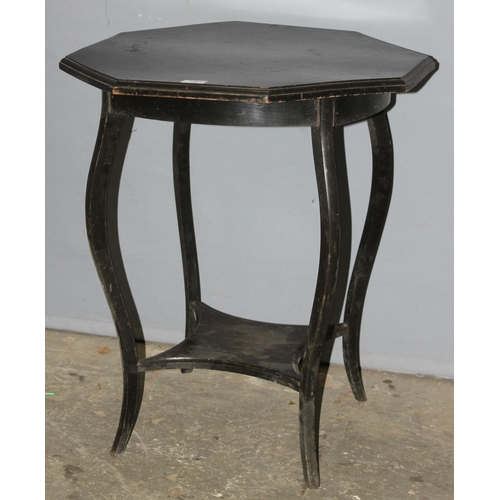 150 - An Edwardian ebonised side table of octagonal form, approx 61cm x 73cm tall