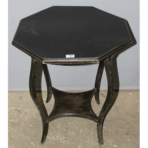 150 - An Edwardian ebonised side table of octagonal form, approx 61cm x 73cm tall