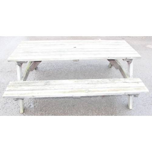 305 - A modern garden picnic bench by MC Timber, approx 180cm wide x 150cm deep x 72cm tall