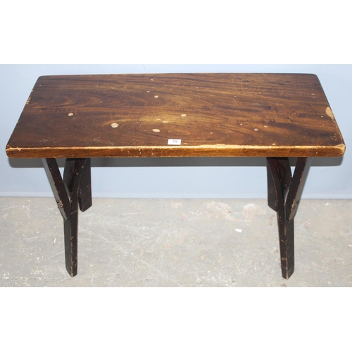 79 - A vintage pub or tavern table with unusual legs, approx 106cm wide x 45cm deep x 71cm tall