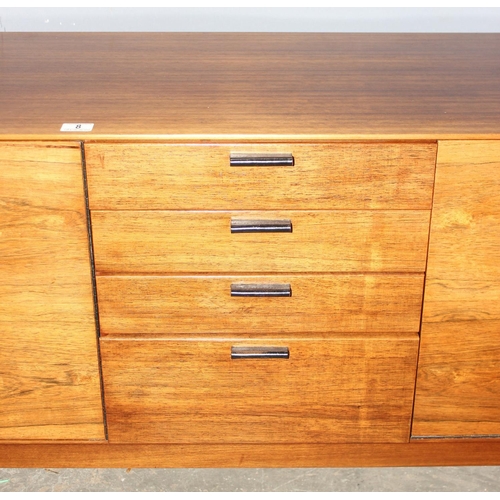 8 - A retro mid-century Meredew sideboard, a bank of 4 drawers flanked by 3 cupboards, approx 206cm wide... 