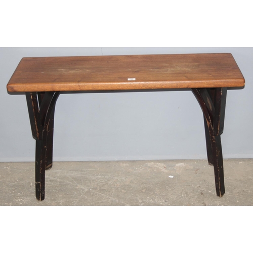 80 - A vintage pub or tavern table with unusual legs, approx 122cm wide x 45cm deep x 71cm tall