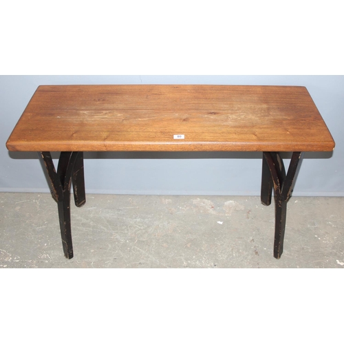 80 - A vintage pub or tavern table with unusual legs, approx 122cm wide x 45cm deep x 71cm tall