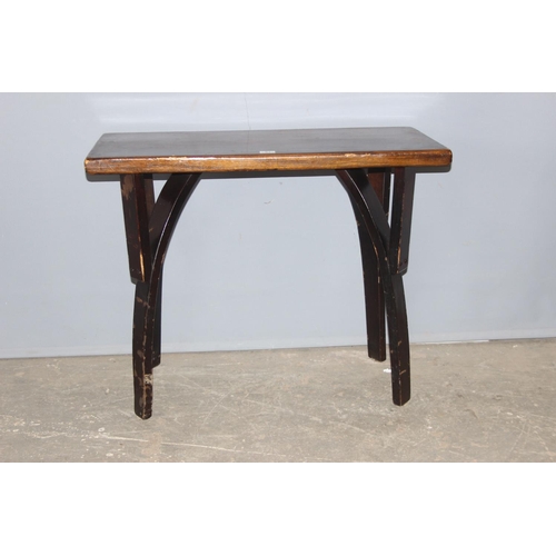 81 - A vintage pub or tavern table with unusual legs, approx 91cm wide x 45cm deep x 71cm tall