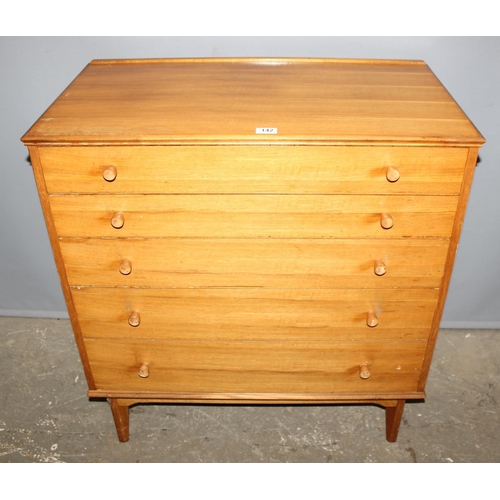 137A - Alfred Cox (AC) Handcraft Quality Furniture, a retro mid-century 5 drawer chest of drawer, approx 85... 