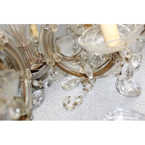 246 - 2 large hanging glass chandeliers, tallest approx 55cm