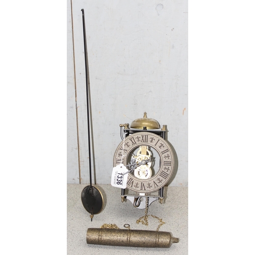 1336 - Skeleton style wall clock with long pendulum