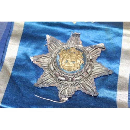 1479 - Victorian silk sash with woven Independent “Order of Odd fellows - Manchester Unity” logo and a silv... 