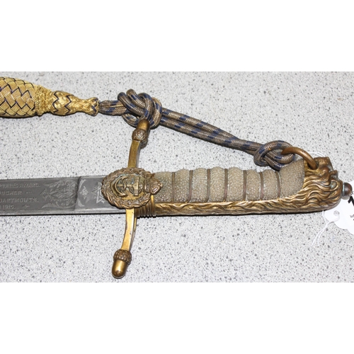 1481 - An Early 20th Century Royal Navy Dirk or short sword by Gieves, the piece named 