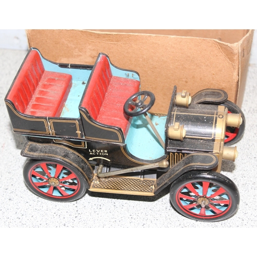 1543 - Ichimura Co Japanese vintage tinplate friction propelled model T Ford in original box and a Japanese... 