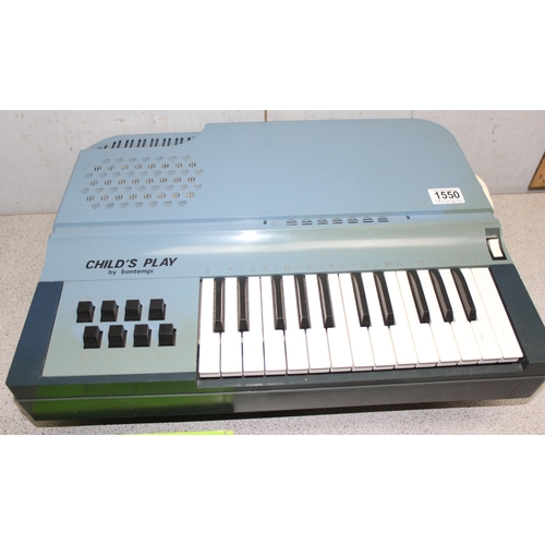 1550 - Vintage Child's Play electronic chord organ by Bontempi, Stylophone and boxed Grandstand Match of th... 