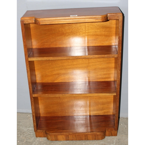 158 - An Art Deco period 3 shelf bookcase, approx 56cm wide x 22cm deep x 83cm tall