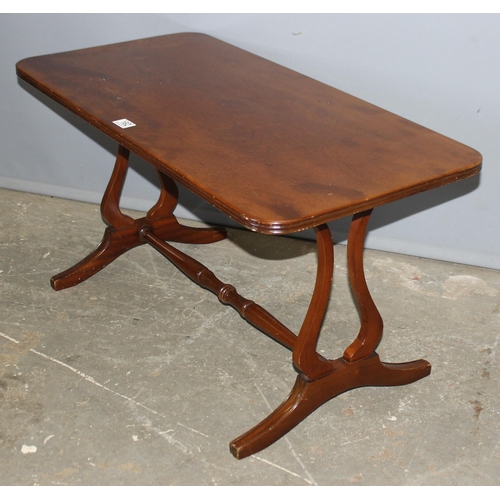 162 - 2 vintage mahogany coffee tables, the larger approx 91cm wide x 44cm deep x 47cm tall