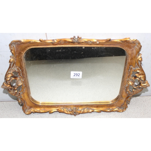 292 - An ornate gilt framed rectangular mirrored Georgian style serving tray, approx 51cm wide