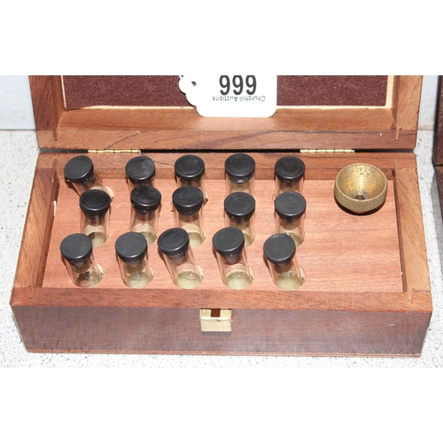 666 - Scientific testing kit with brass funnel and test tubes in fitted mahogany box, and a Victorian rect... 