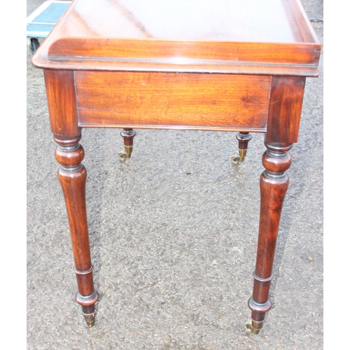 9 - A 19th century Howard & Sons 2 drawer mahogany side table the drawers stamped Howard & Sons Berners ... 