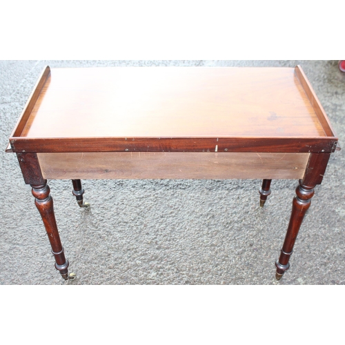 9 - A 19th century Howard & Sons 2 drawer mahogany side table the drawers stamped Howard & Sons Berners ... 