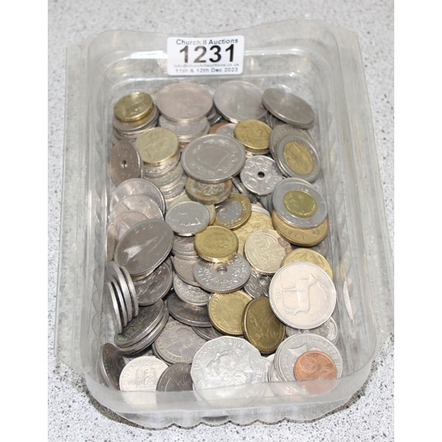 1231 - Qty of assorted mixed world and British coins, approx 1.3kg gross