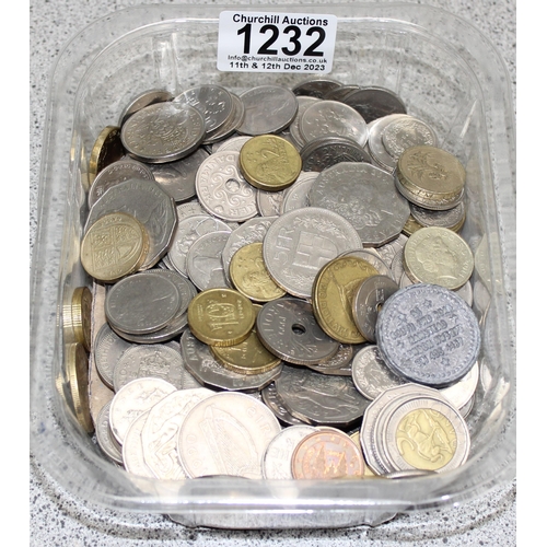 1232 - Qty of assorted mixed world and British coins, approx 1.4kg gross