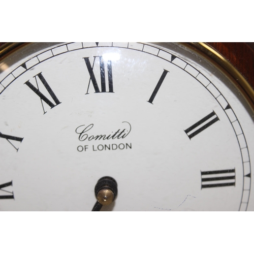 1337 - Comitti of London Regency style mechanical mantel clock with key, approx 20cm high