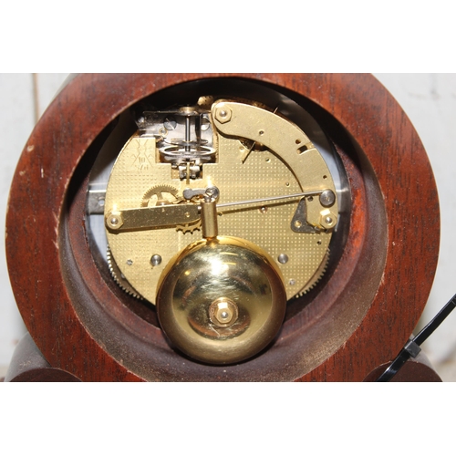 1337 - Comitti of London Regency style mechanical mantel clock with key, approx 20cm high