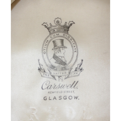 215 - Carswell of Glasgow black silk top hat size 7 1/8 with date stamp for 1942 in fitted leather case, a... 