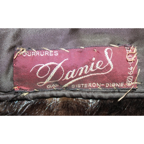 216 - Vintage French made brown Mink knee-length fur coat with label for 'Fourrures Daniels Sisteron-Digne... 