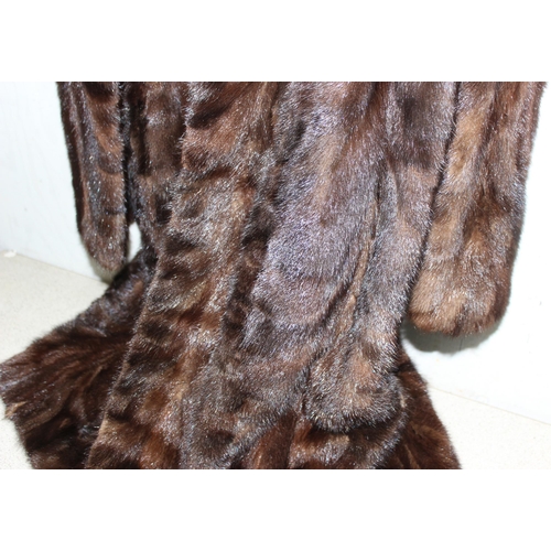 216 - Vintage French made brown Mink knee-length fur coat with label for 'Fourrures Daniels Sisteron-Digne... 