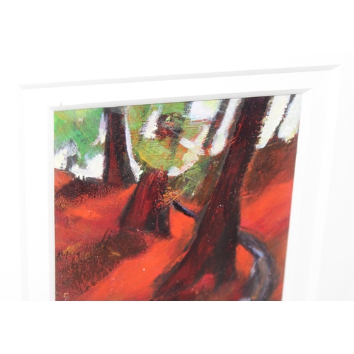 499D - An Impressionist style oil on board of a woodland path, signed JKW, possibly Jordan K Walker, approx... 