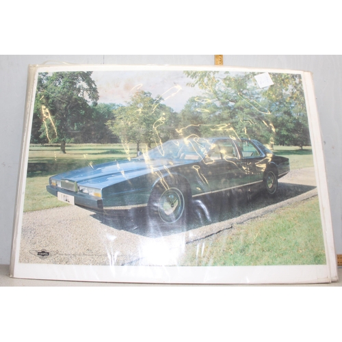 721 - Qty of vintage car posters to include Ferrari and Porsche