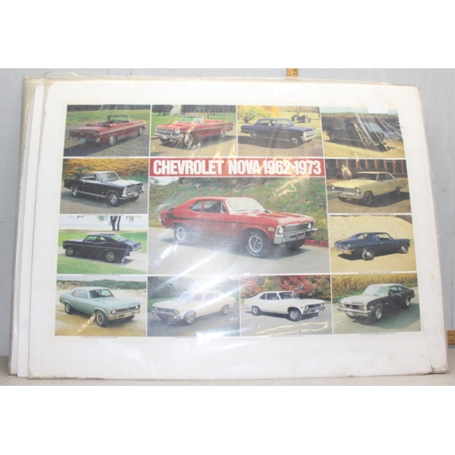 721 - Qty of vintage car posters to include Ferrari and Porsche