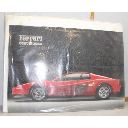 721 - Qty of vintage car posters to include Ferrari and Porsche