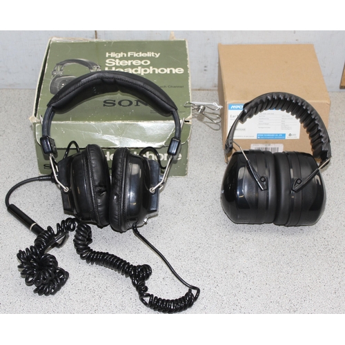 772 - Pair of Sony High Fidelity Stereo headphones model DR-9, and Mpow 34db ear muff