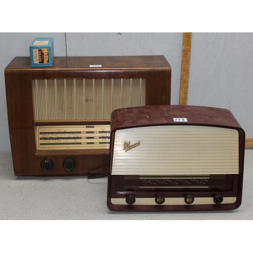 773 - 2 vintage radios to include a Marconiphone T69DA, a Ferguson radio and a Mazda A.C.2/Pen.DD radio va... 