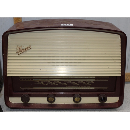 773 - 2 vintage radios to include a Marconiphone T69DA, a Ferguson radio and a Mazda A.C.2/Pen.DD radio va... 