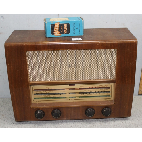 773 - 2 vintage radios to include a Marconiphone T69DA, a Ferguson radio and a Mazda A.C.2/Pen.DD radio va... 